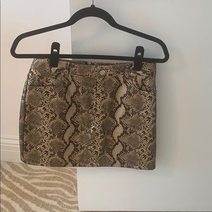 Superdown leather snake print skirt gold silver
